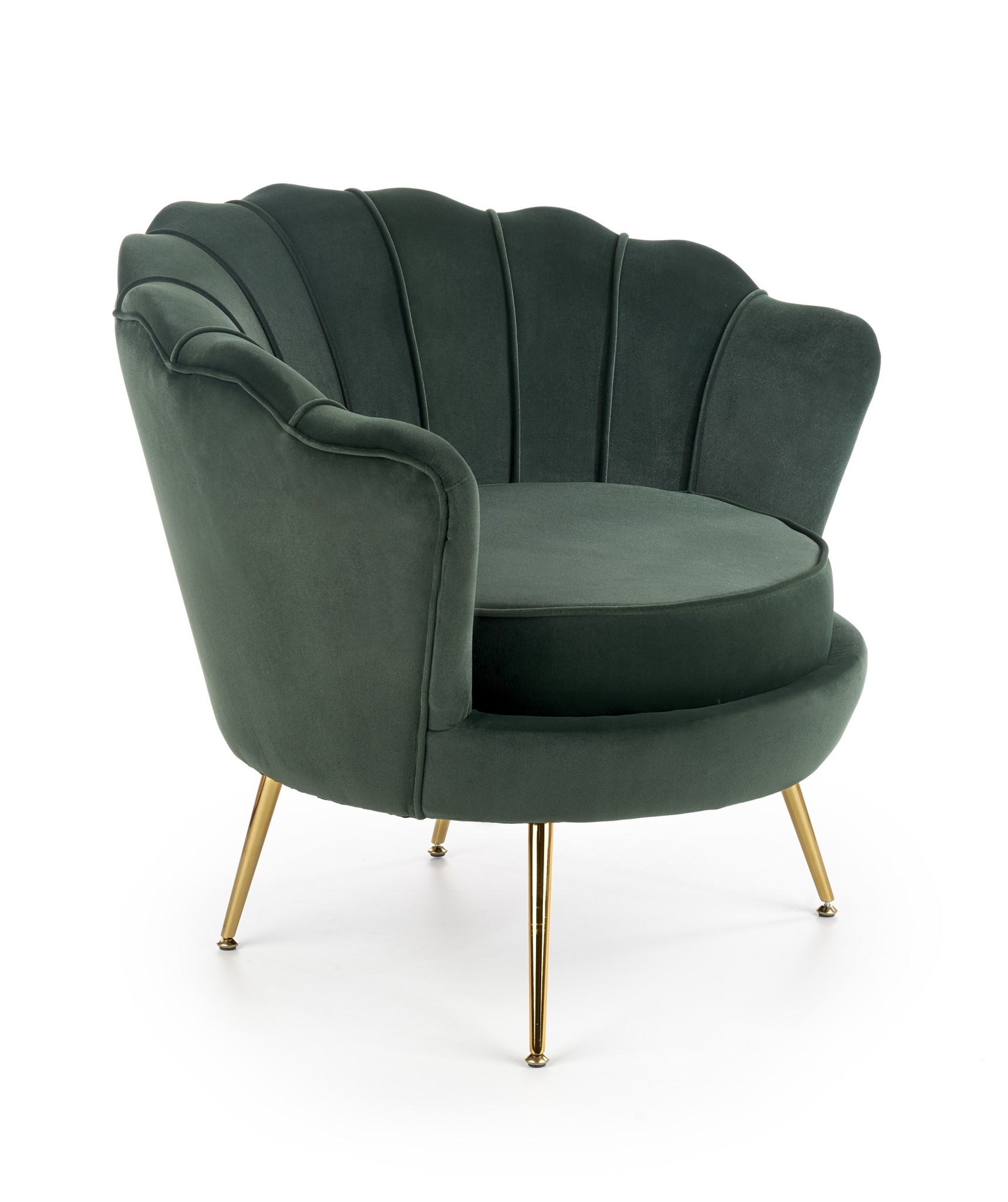 AMORINITO - schelpstoel - fluwelen stof - 81x77x77 cm - donkergroen