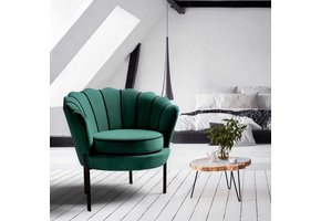 ANGELO - schelpstoel - fluwelen stof - 73x75x74 cm - groen