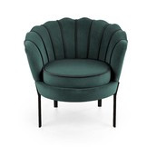 ANGELO - schelpstoel - fluwelen stof - 73x75x74 cm - groen