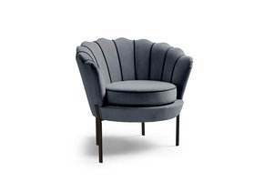 ANGELO - schelpstoel - fluwelen stof - 73x75x74 cm - grijs