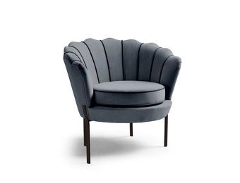 ANGELO - schelpstoel - fluwelen stof - 73x75x74 cm - grijs