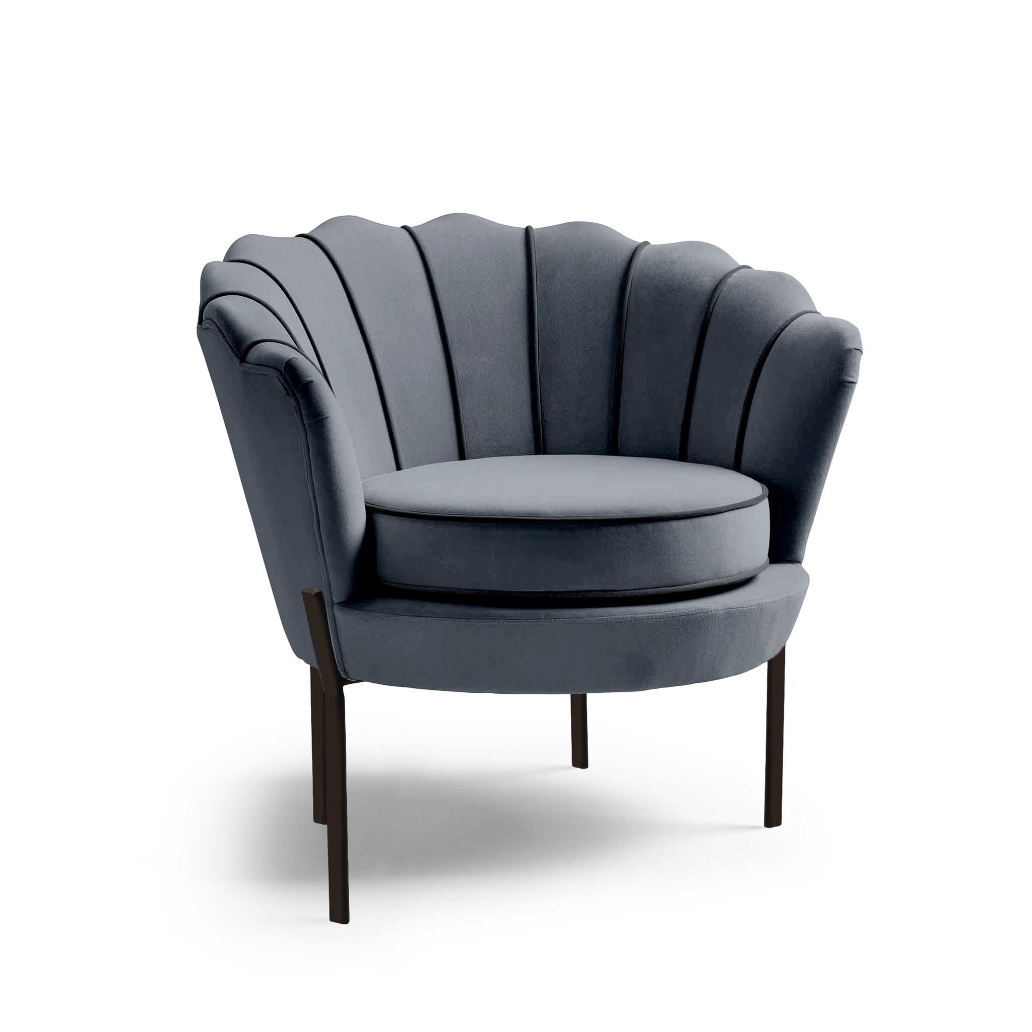 ANGELO - schelpstoel - fluwelen stof - 73x75x74 cm - grijs