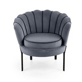 ANGELO - schelpstoel - fluwelen stof - 73x75x74 cm - grijs