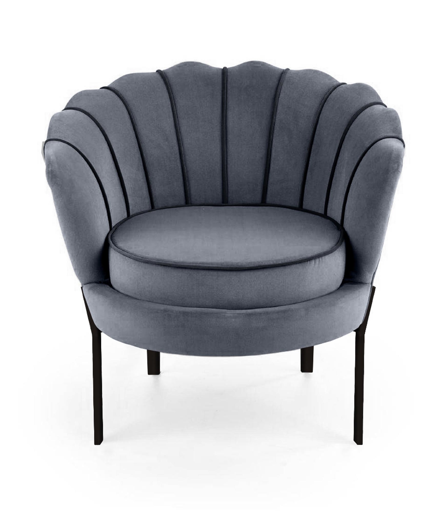 ANGELO - schelpstoel - fluwelen stof - 73x75x74 cm - grijs