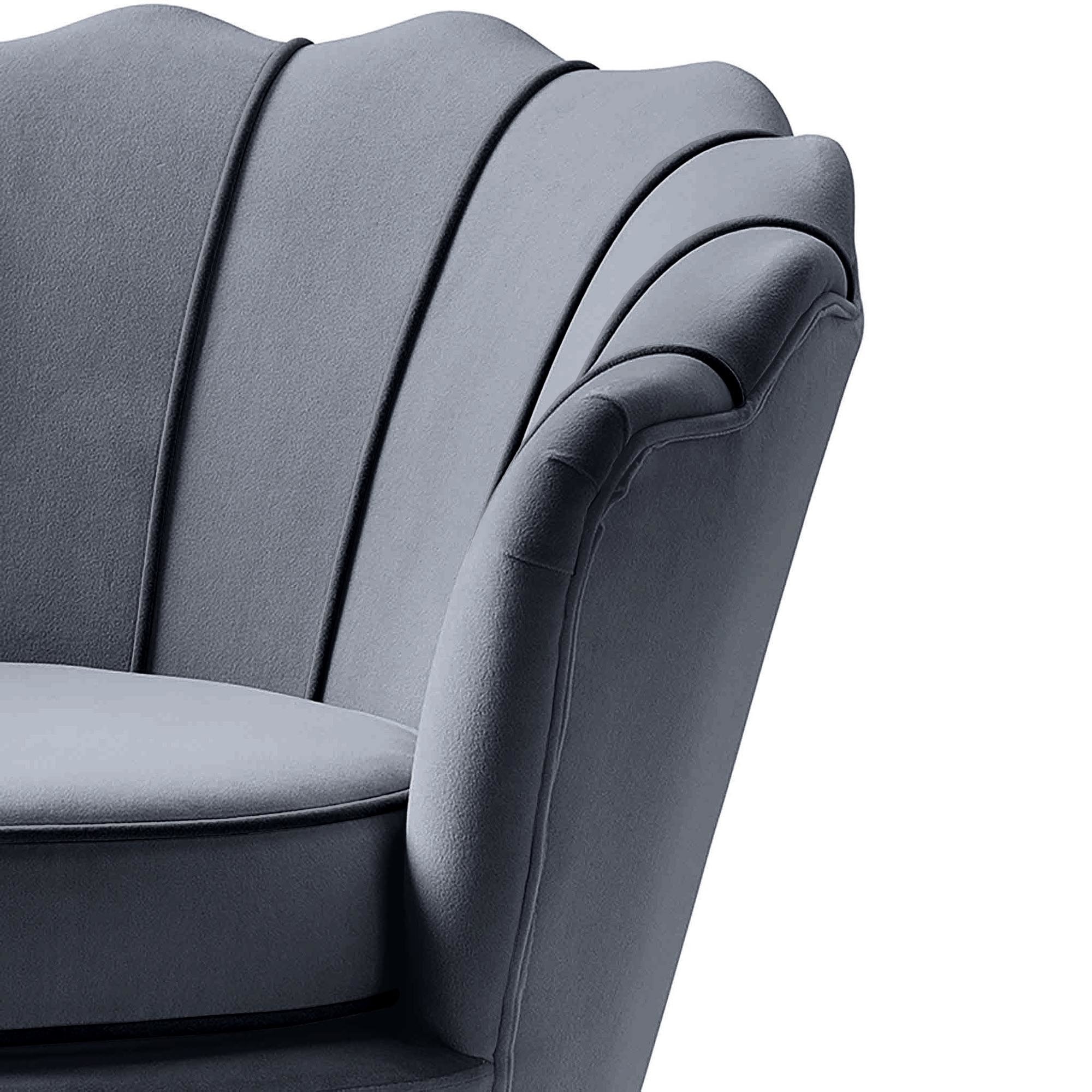 ANGELO - schelpstoel - fluwelen stof - 73x75x74 cm - grijs