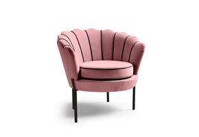 ANGELO - schelpstoel - fluwelen stof - 73x75x74 cm - roze