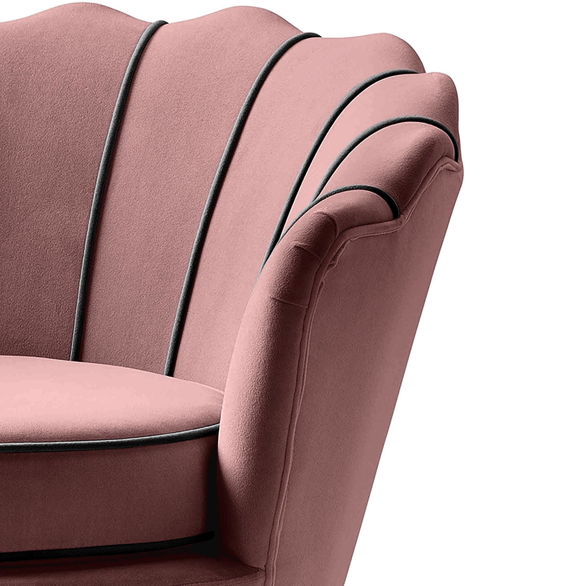 ANGELO - schelpstoel - fluwelen stof - 73x75x74 cm - roze