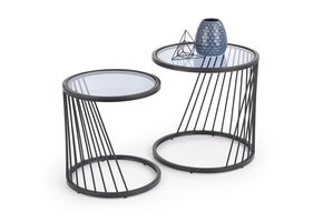 ANTILLA - salontafel - twee delen - glas - rond - zwart