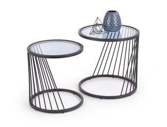 ANTILLA - salontafel - twee delen - glas - rond - zwart