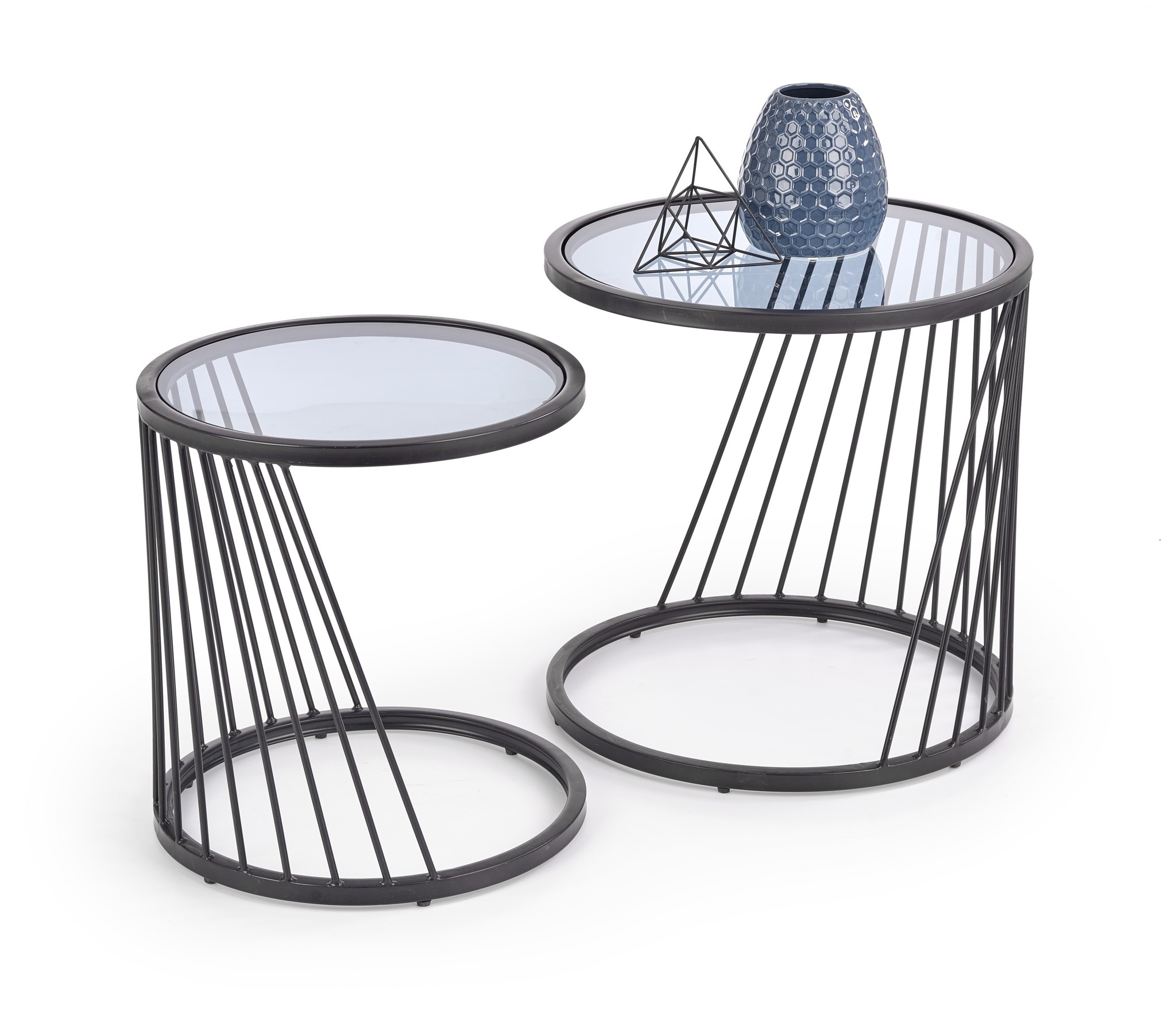 ANTILLA - salontafel - twee delen - glas - rond - zwart