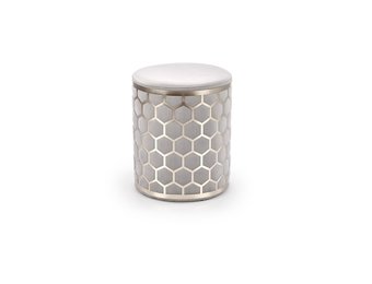 AQUA - poef - glamour - fluwelen stof - 36x44x36 cm - grijs