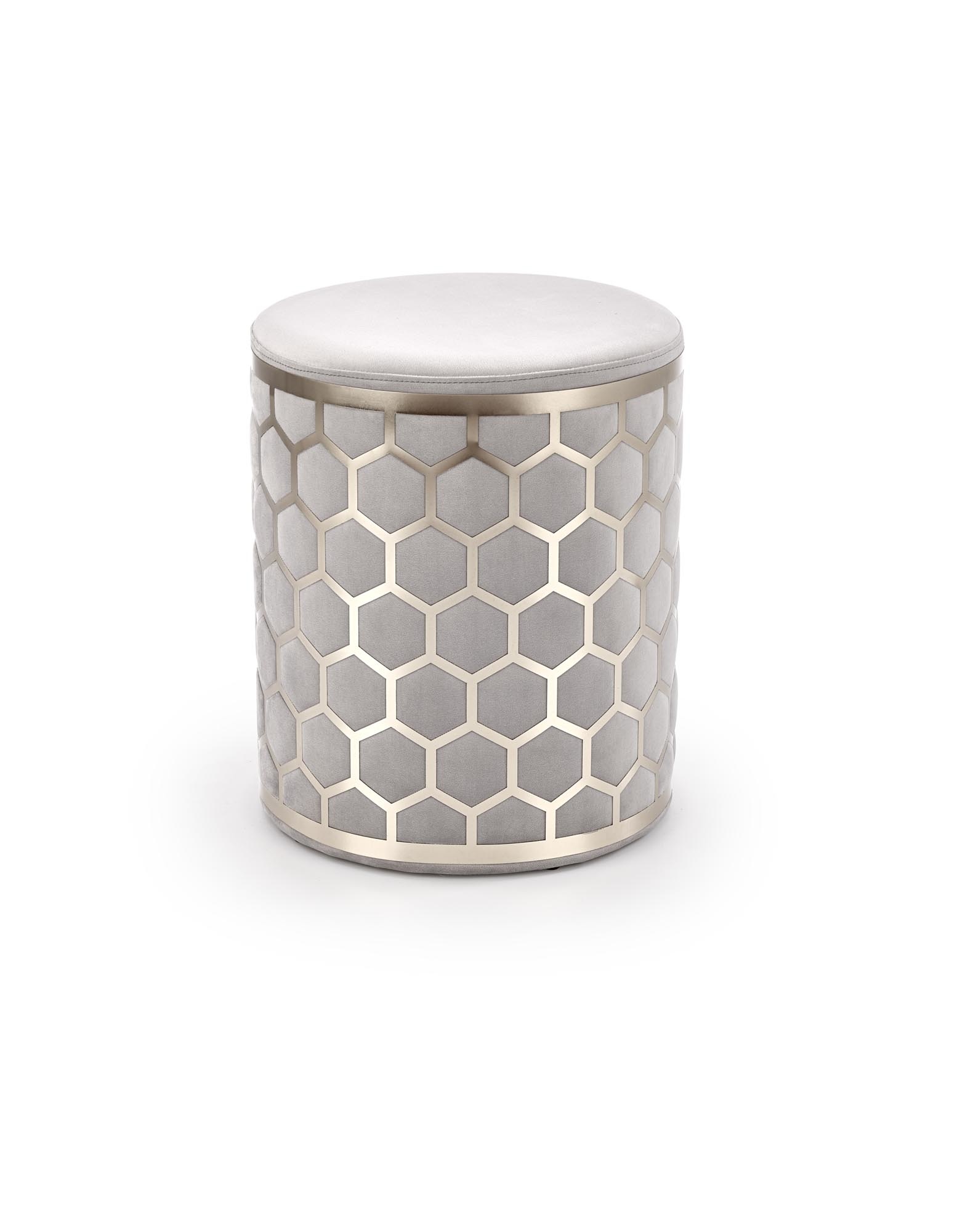 AQUA - poef - glamour - fluwelen stof - 36x44x36 cm - grijs