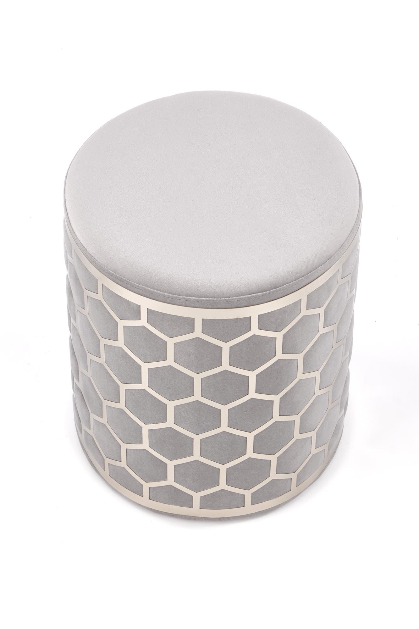 AQUA - poef - glamour - fluwelen stof - 36x44x36 cm - grijs