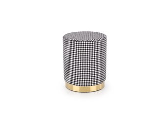 ARUNA - poef - glamour - stof - 36x44x36 cm - zwart  wit