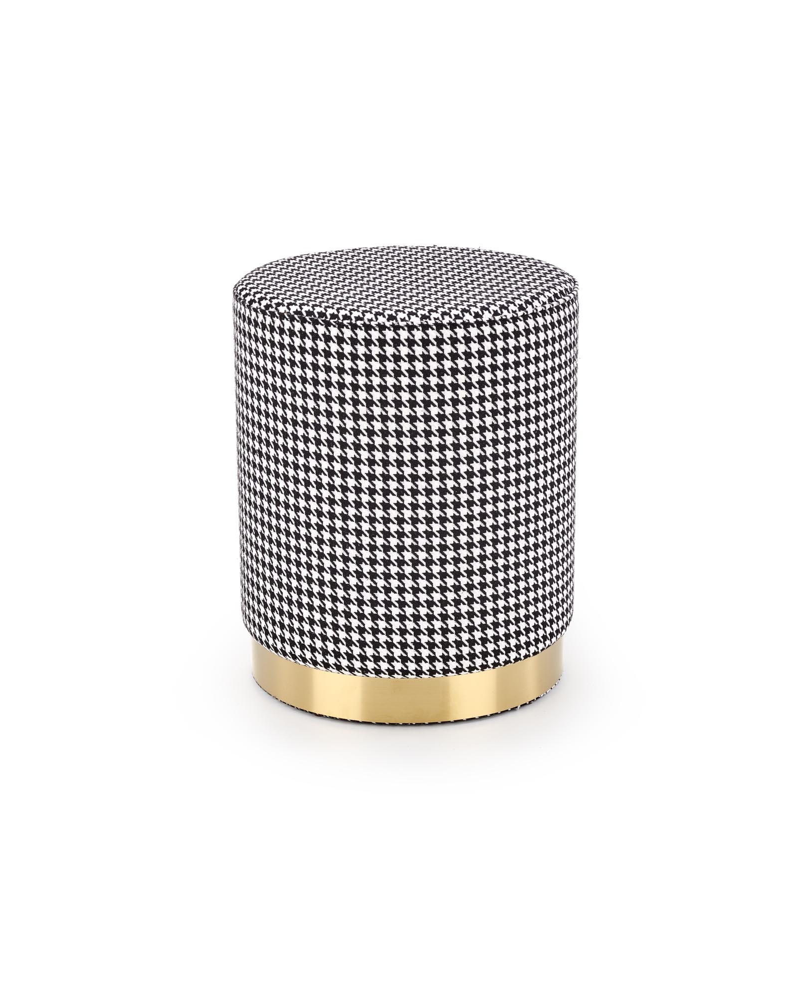 ARUNA - poef - glamour - stof - 36x44x36 cm - zwart  wit