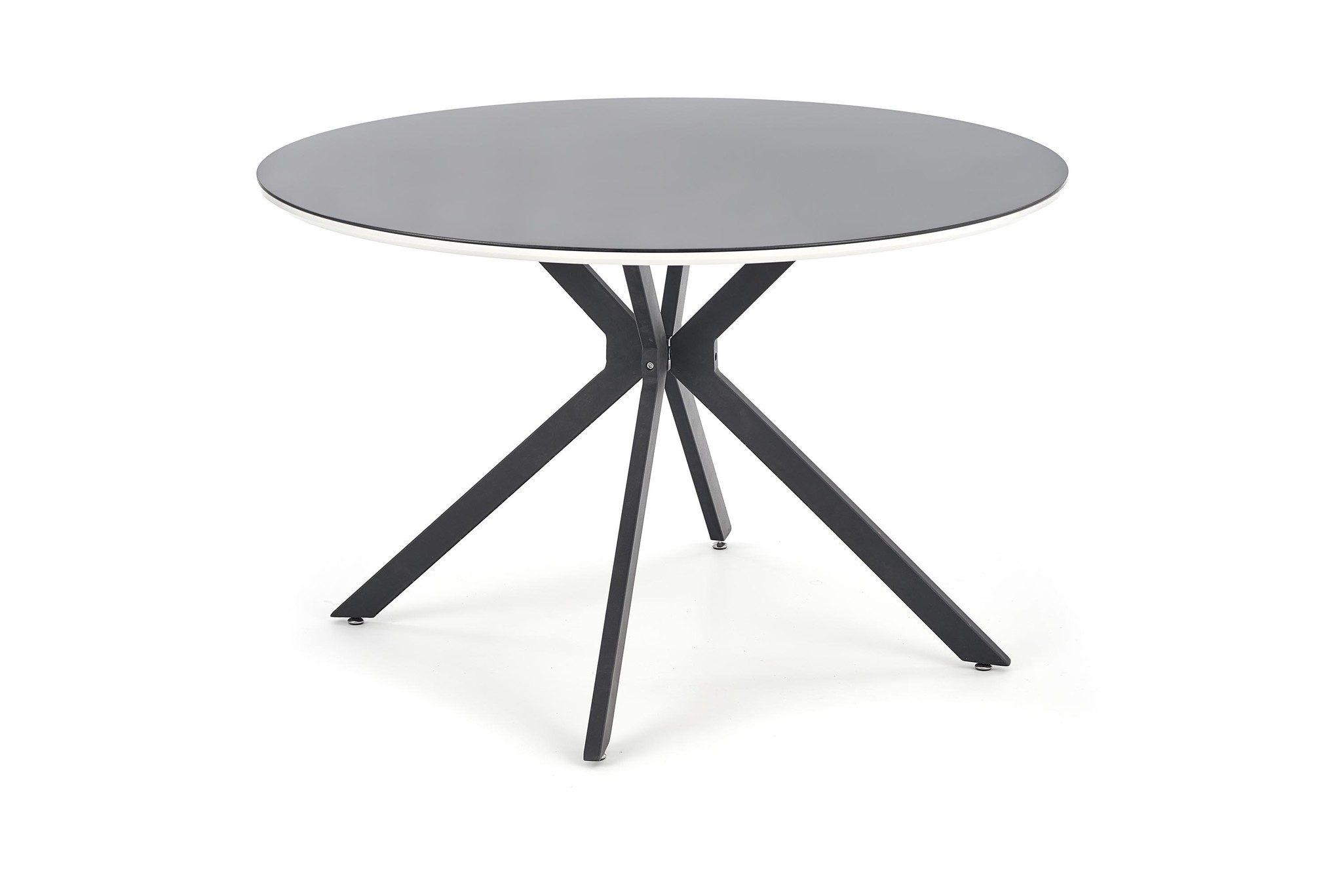 AVELAR - eettafel - glas - rond - 120x76 cm - zwart wit