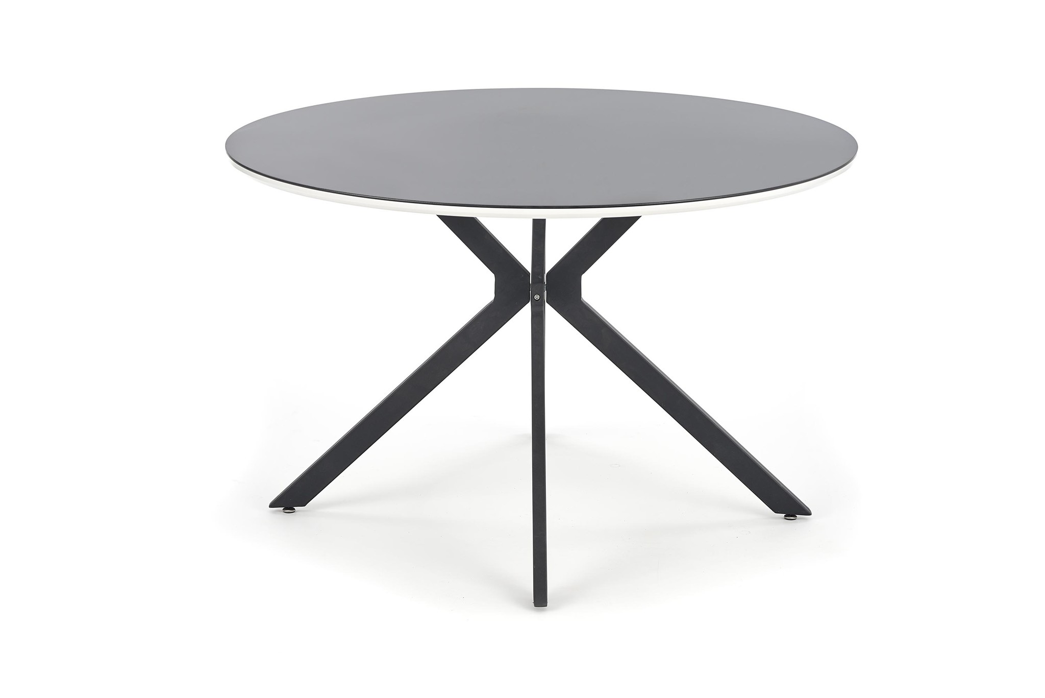 AVELAR - eettafel - glas - rond - 120x76 cm - zwart wit