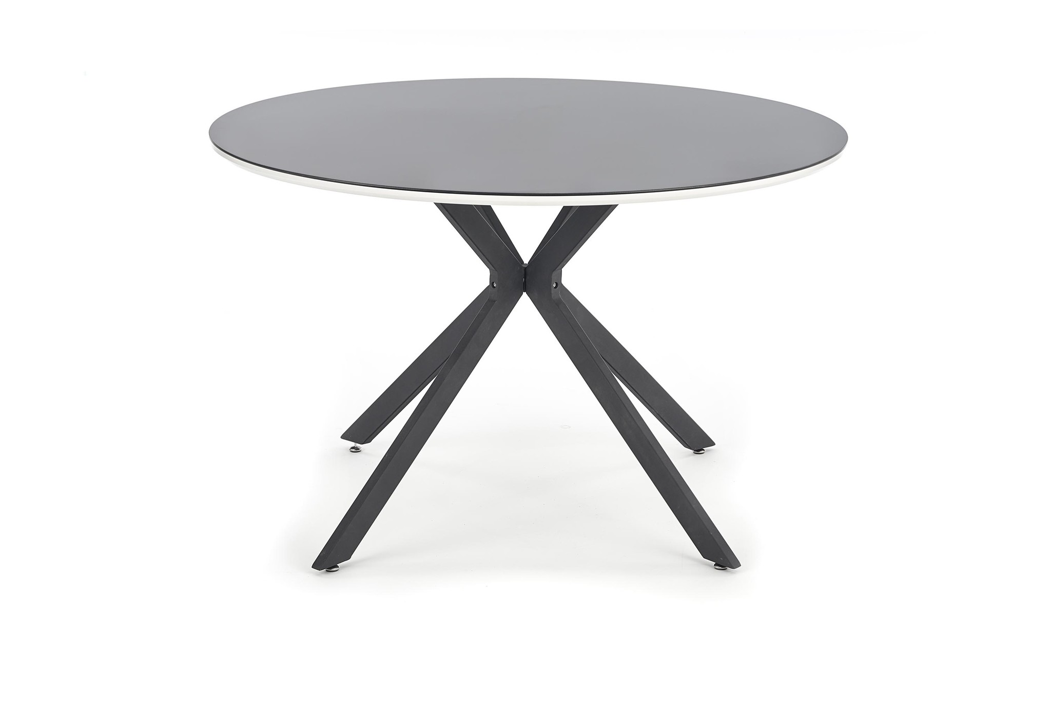 AVELAR - eettafel - glas - rond - 120x76 cm - zwart wit