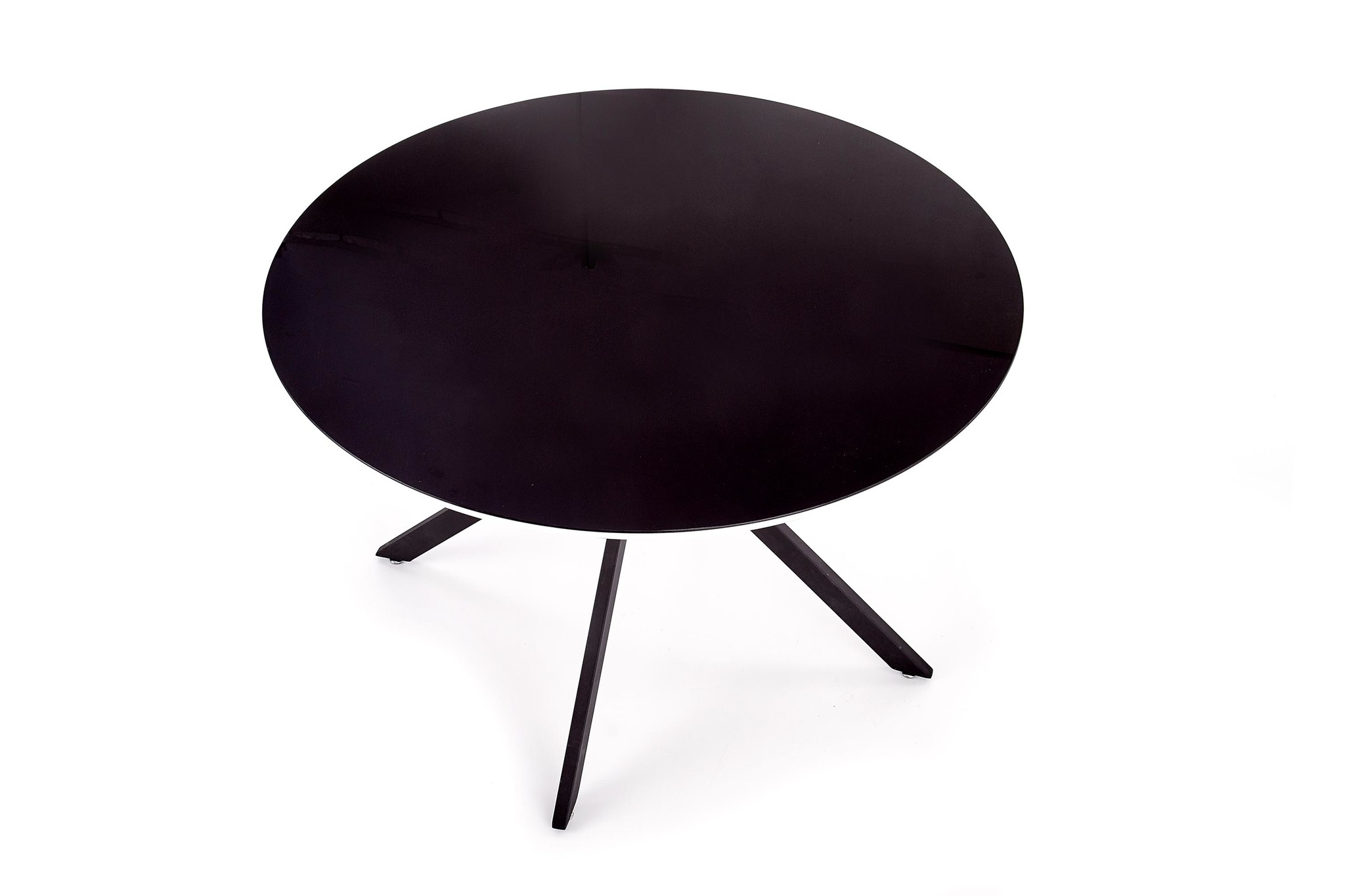 AVELAR - eettafel - glas - rond - 120x76 cm - zwart wit