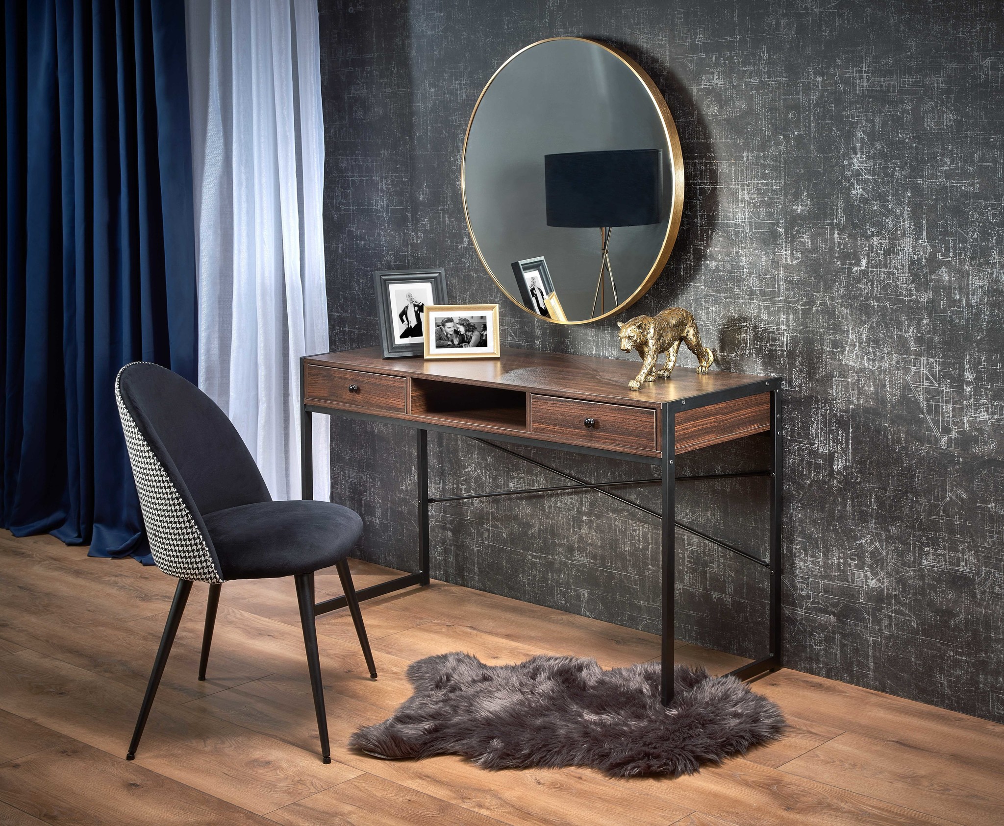 Bureau - met lades - 123x75x48 cm - walnoot zwart