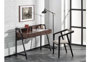 Bureau - met lades - 128x87x48 cm - walnoot zwart