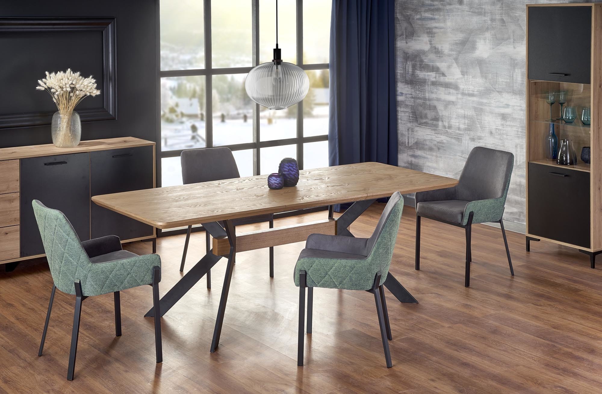 BACARDI - eettafel - bruin tafelblad - 160 -220x90x76 cm