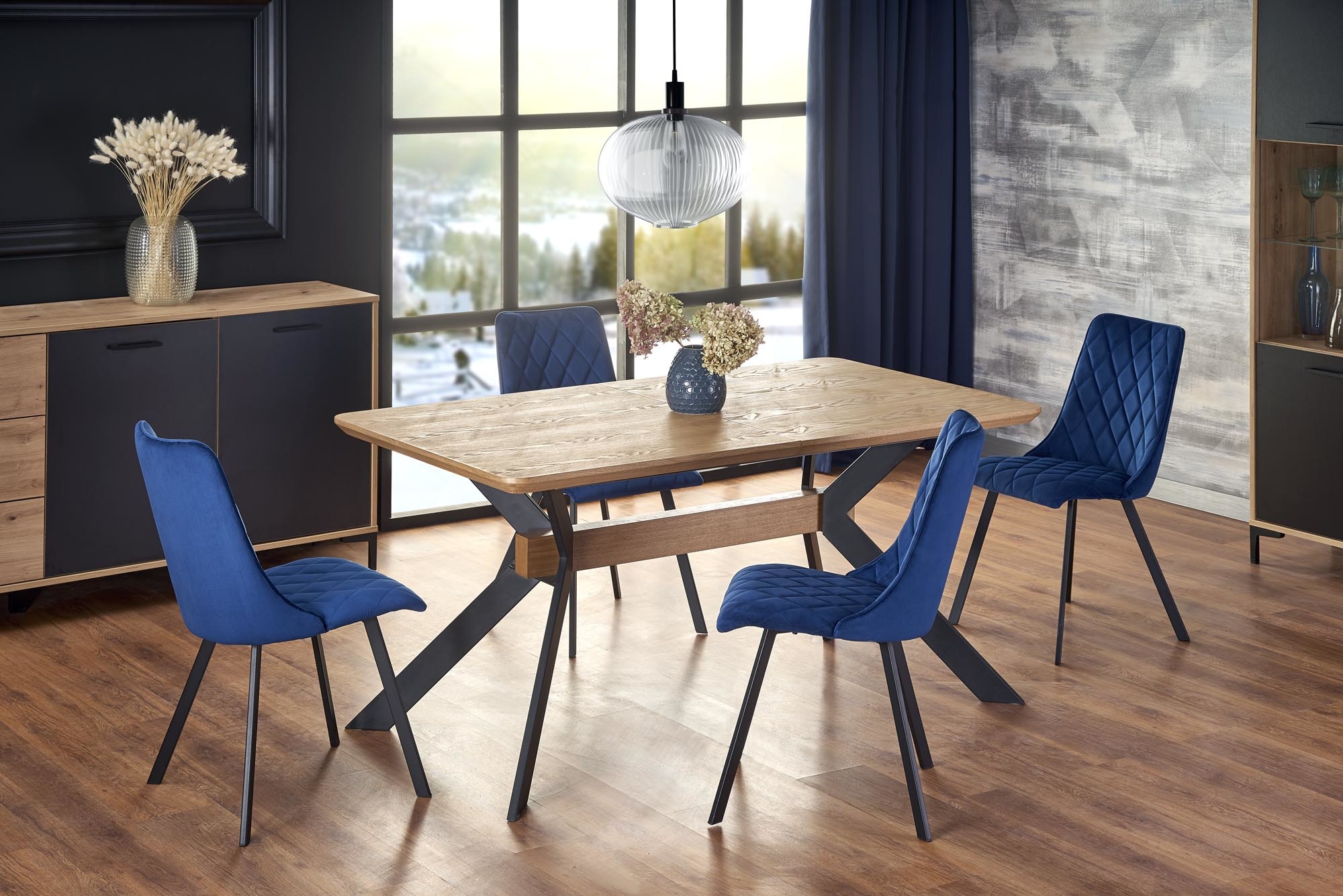 BACARDI - eettafel - bruin tafelblad - 160 -220x90x76 cm