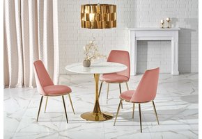 CASEMIRO - eettafel - glas - rond - 90x90x75 cm - marmer wit