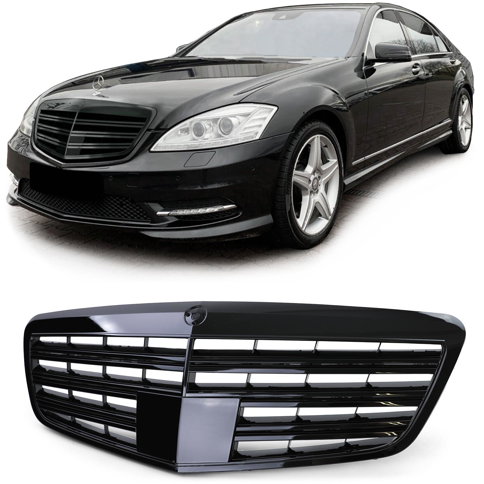 Radiateurgrill - Mercedes S-klasse W221 - Sportrooster - Glanzend zwart