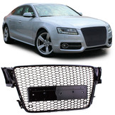 Radiateurgrill geschikt voor Audi A5 8T 07-11 - Honingraatdesign - Zwart Glanzend
