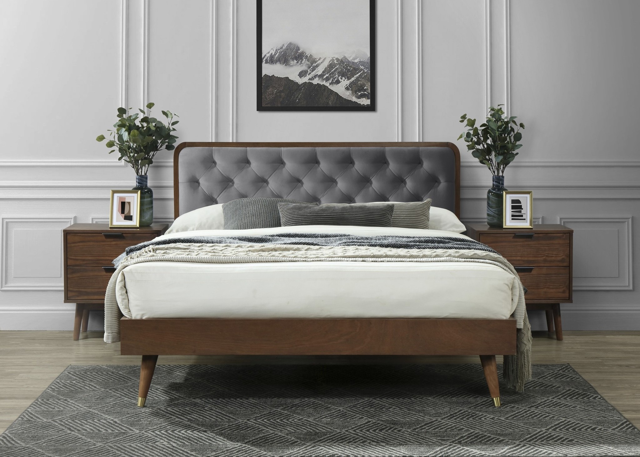 CASSIDY - tweepersoonsbed - 208x162x102 cm - grijs