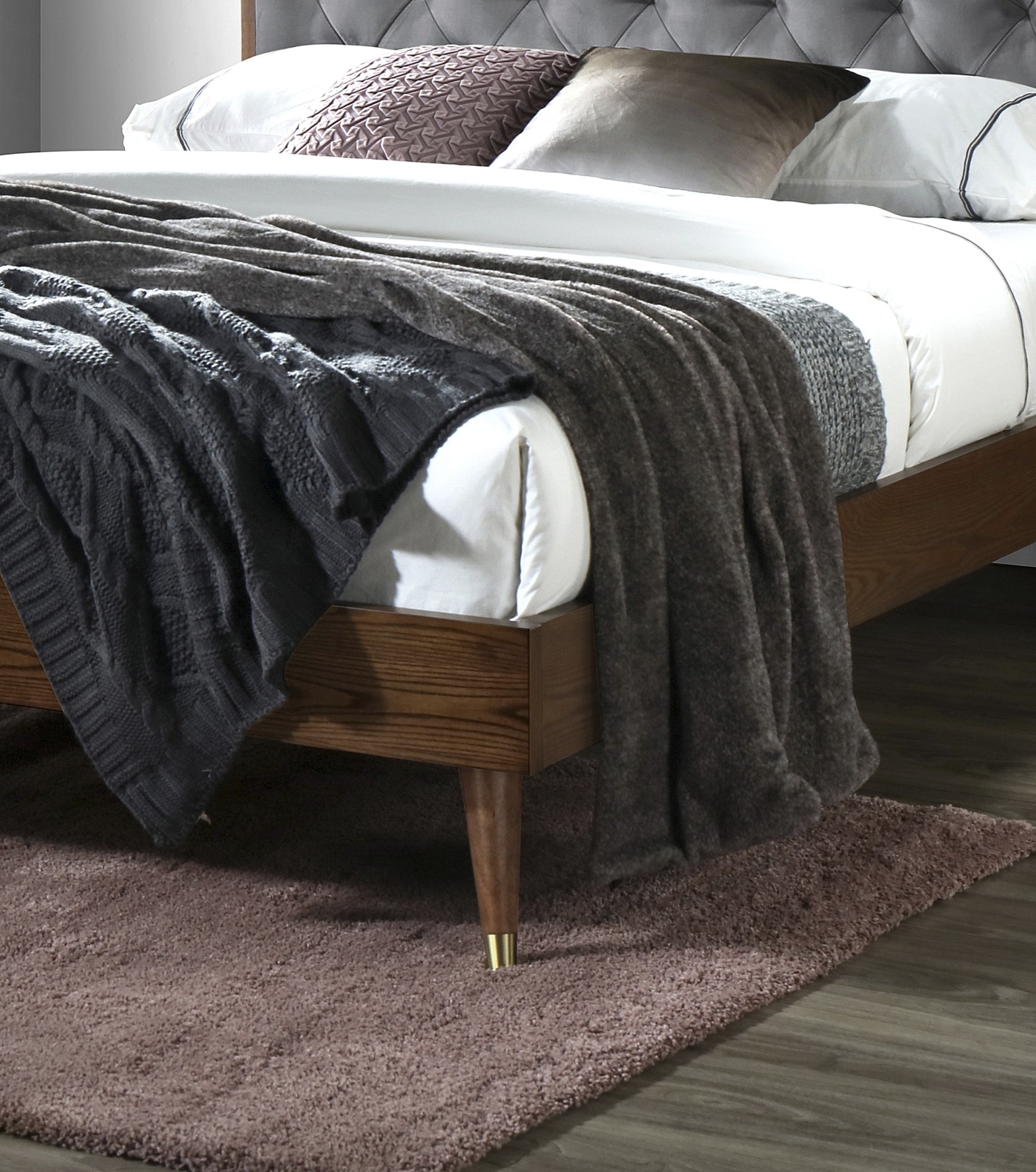 CASSIDY - tweepersoonsbed - 208x162x102 cm - grijs