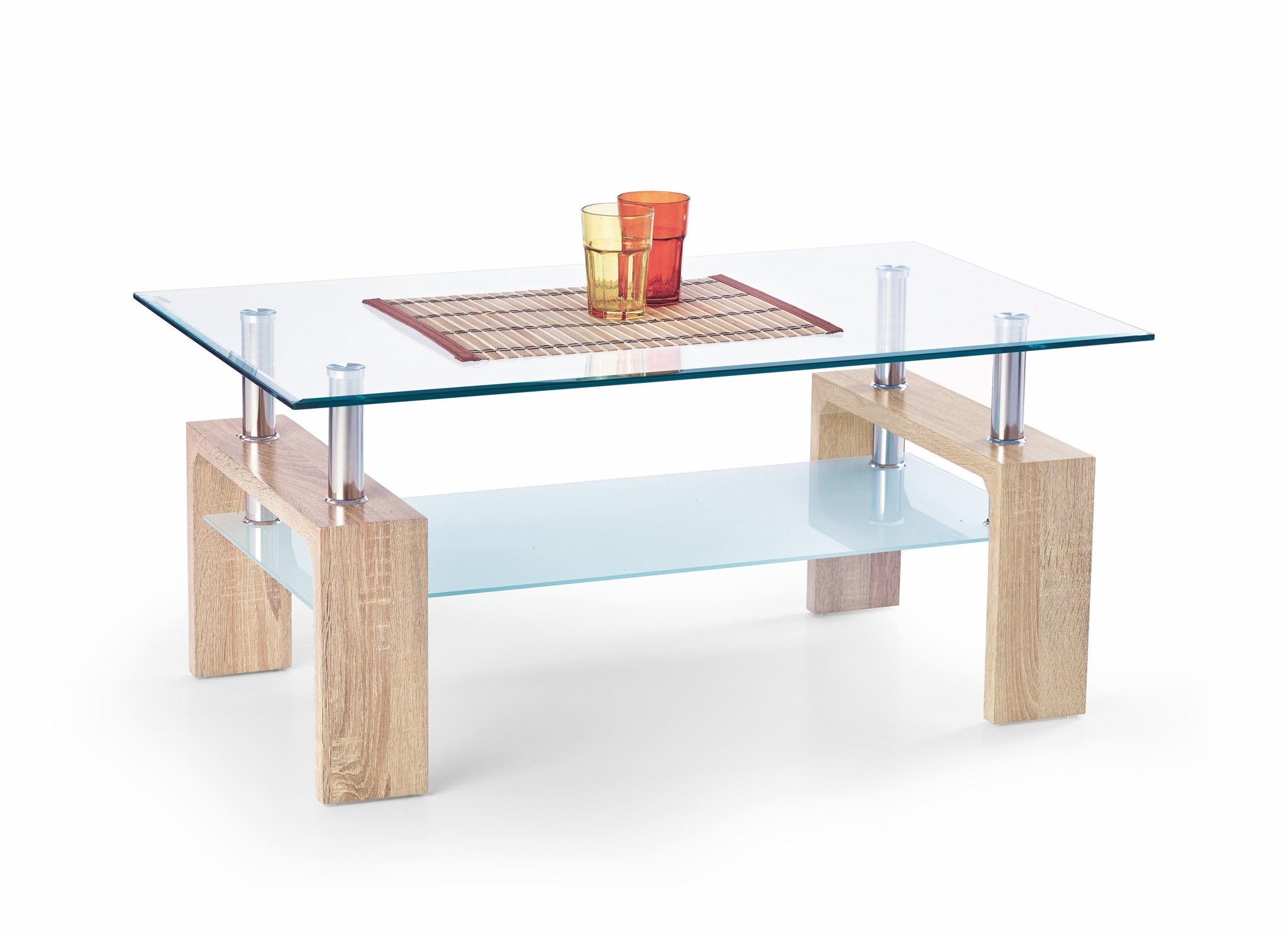 DIANA - salontafel - glas - hout - 100x45x60 cm