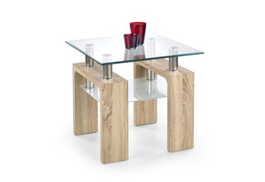 DIANA - salontafel - glas - hout - 60x55x60 cm -