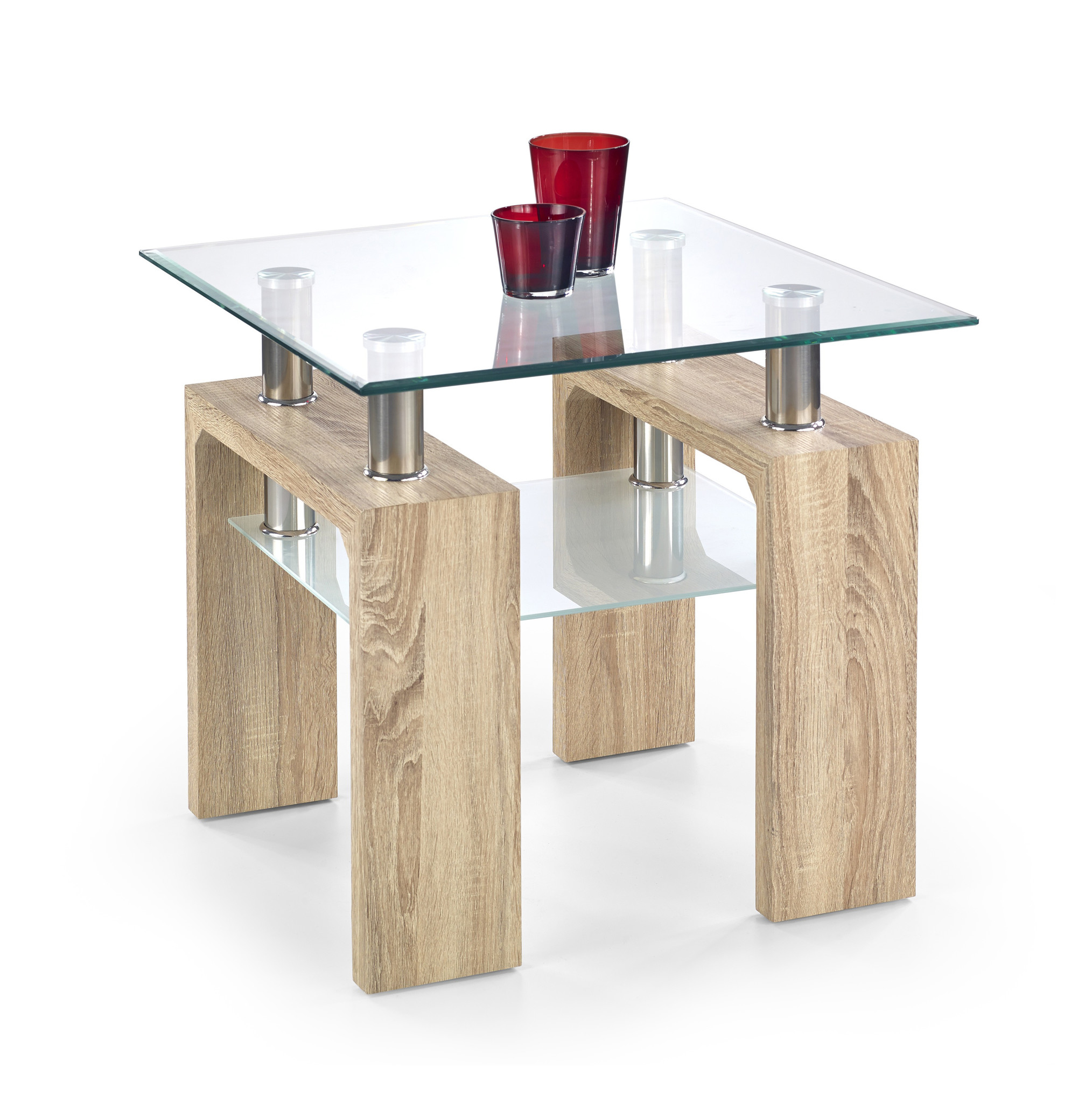 DIANA - salontafel - glas - hout - 60x55x60 cm -
