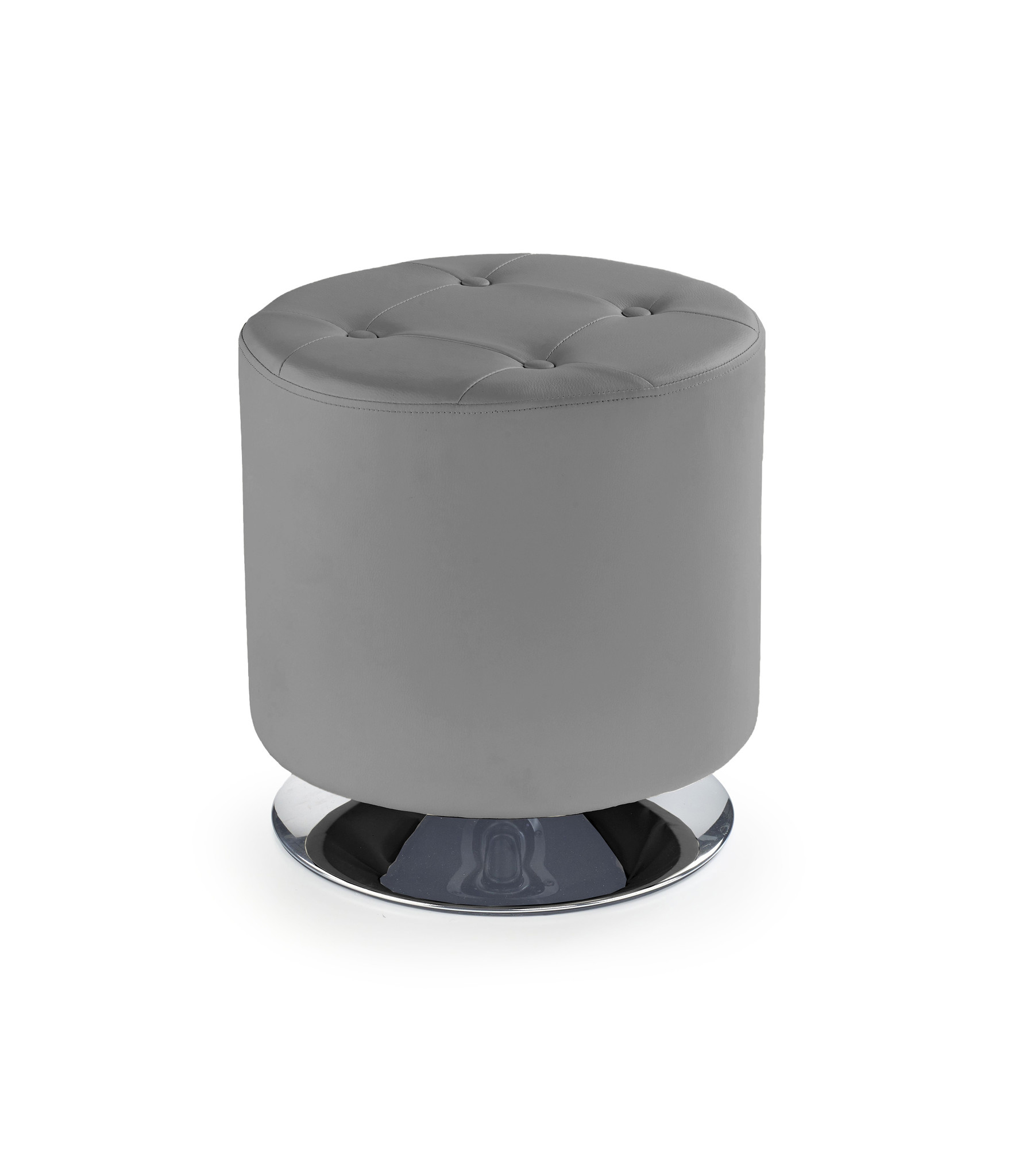 DORA - leren poef - modern - metaal - 42x42x42 cm - grijs