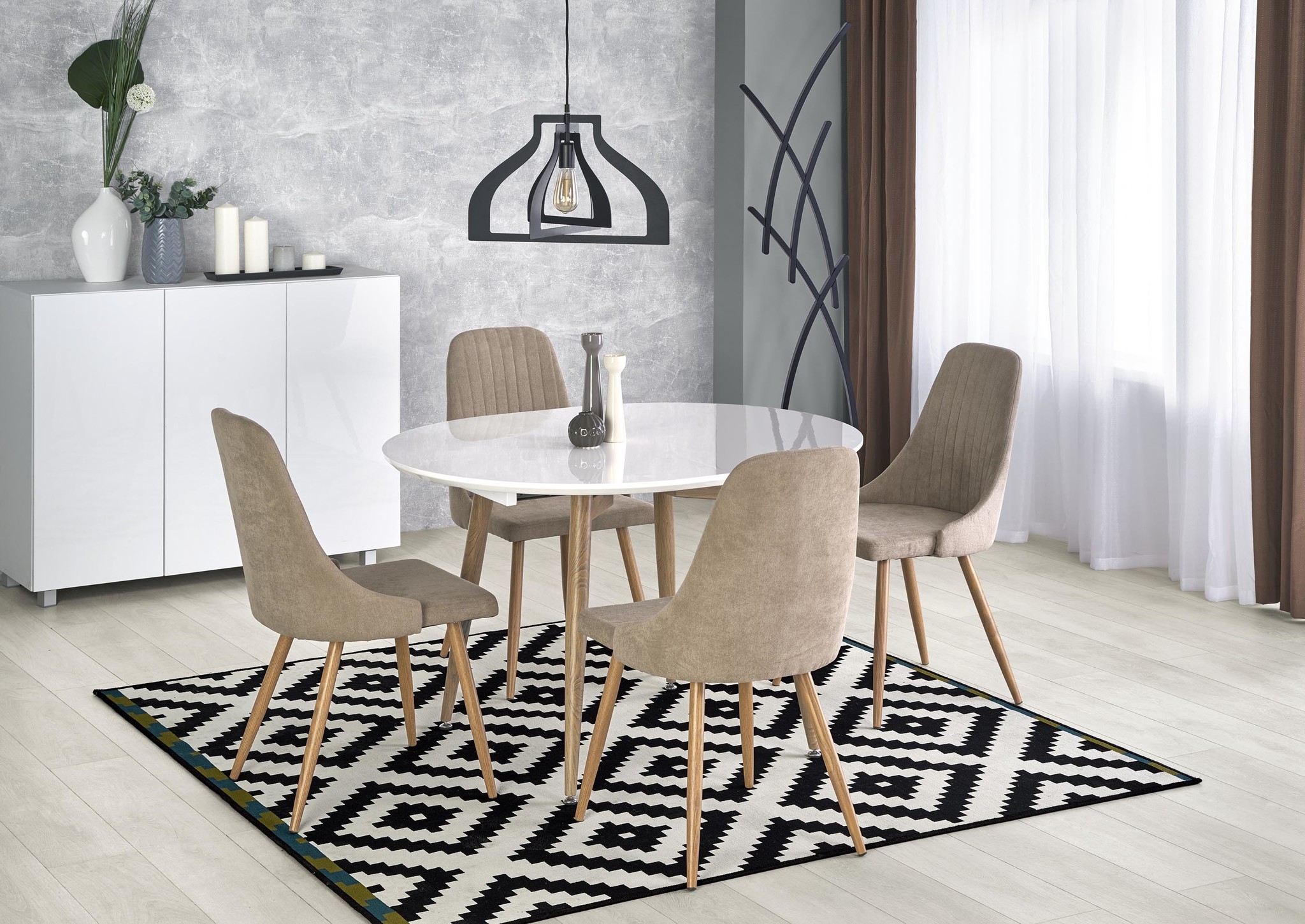 EDWARD - eettafel - hout - ovaal - 120-200x100x75 cm - wit