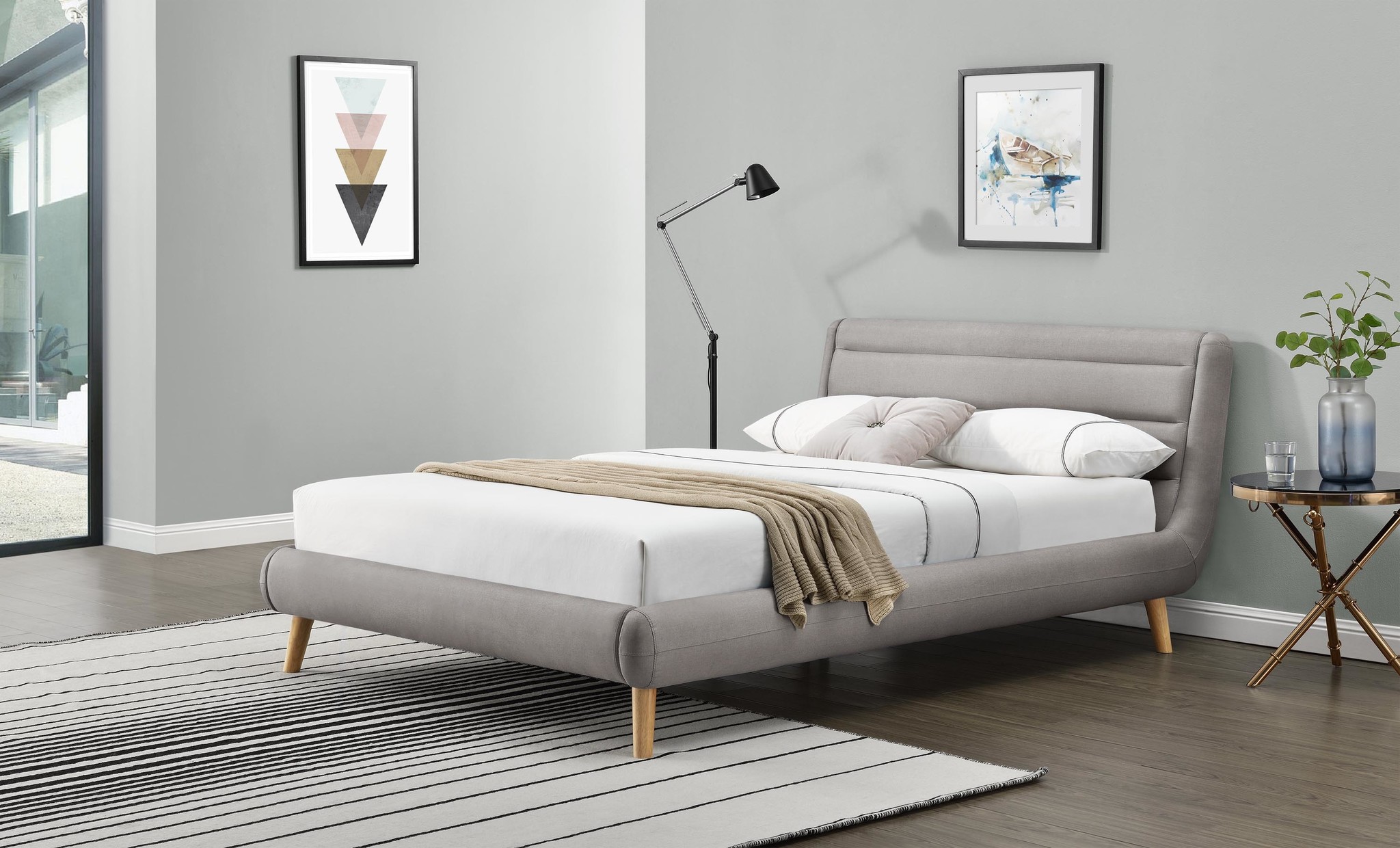 ELANDA - tweepersoonsbed - hout - 232x179x86 cm - grijs