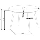 EMBOS - eettafel - hout - rond - 120x120x75 cm - zwart