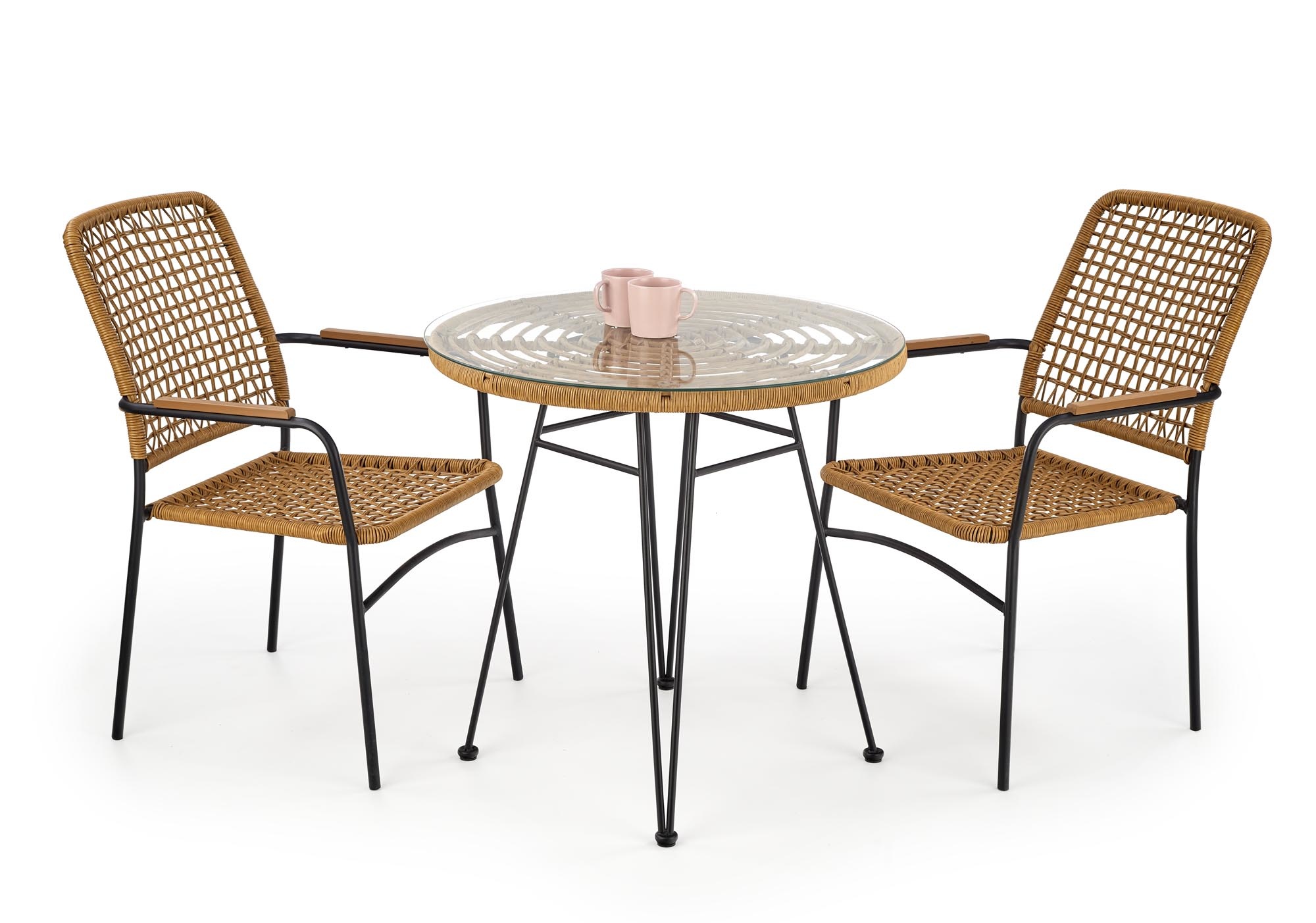 FALCON  - eettafel - kunststof rotan - 79x79x76 cm