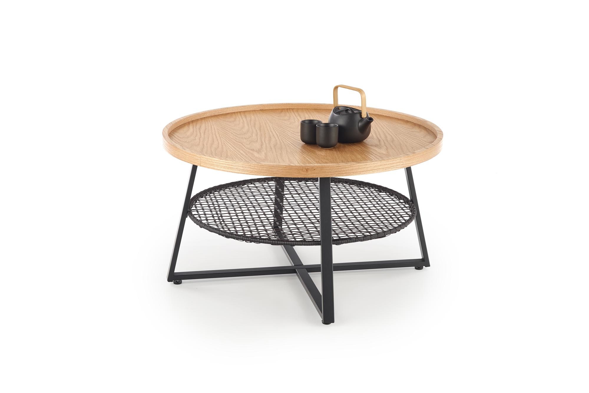 FLORENCE - salontafel - kunststof rotan - 80x45x80 cm - zwart