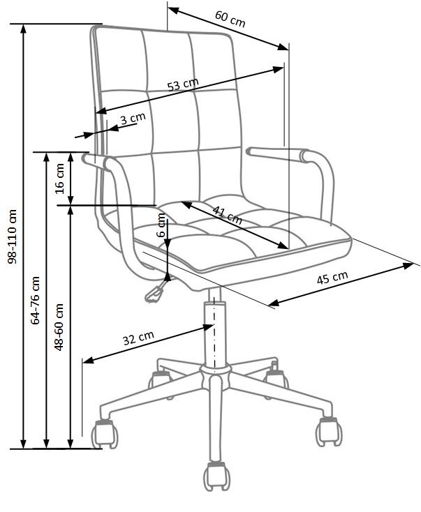 GONZO - kinderbureaustoel - eco leer - 53x93-105x60 cm - wit