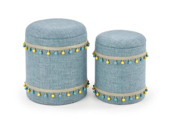 GRADO - poefs - set van twee - opbergruimte - lichtblauw