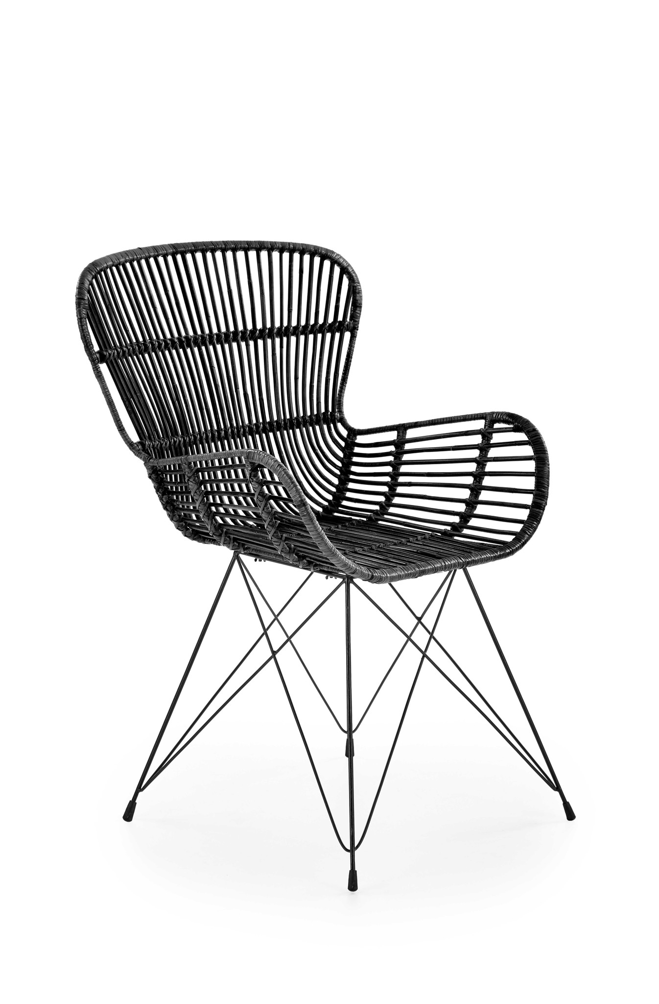 Tuinstoel - natuurlijk rotan - 61x90x63 cm - zwart