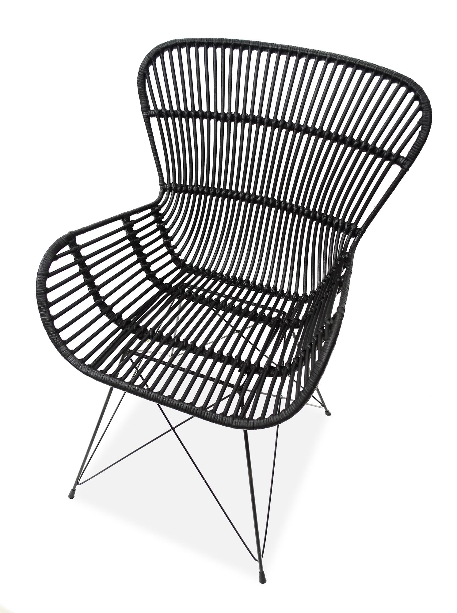 Tuinstoel - natuurlijk rotan - 61x90x63 cm - zwart