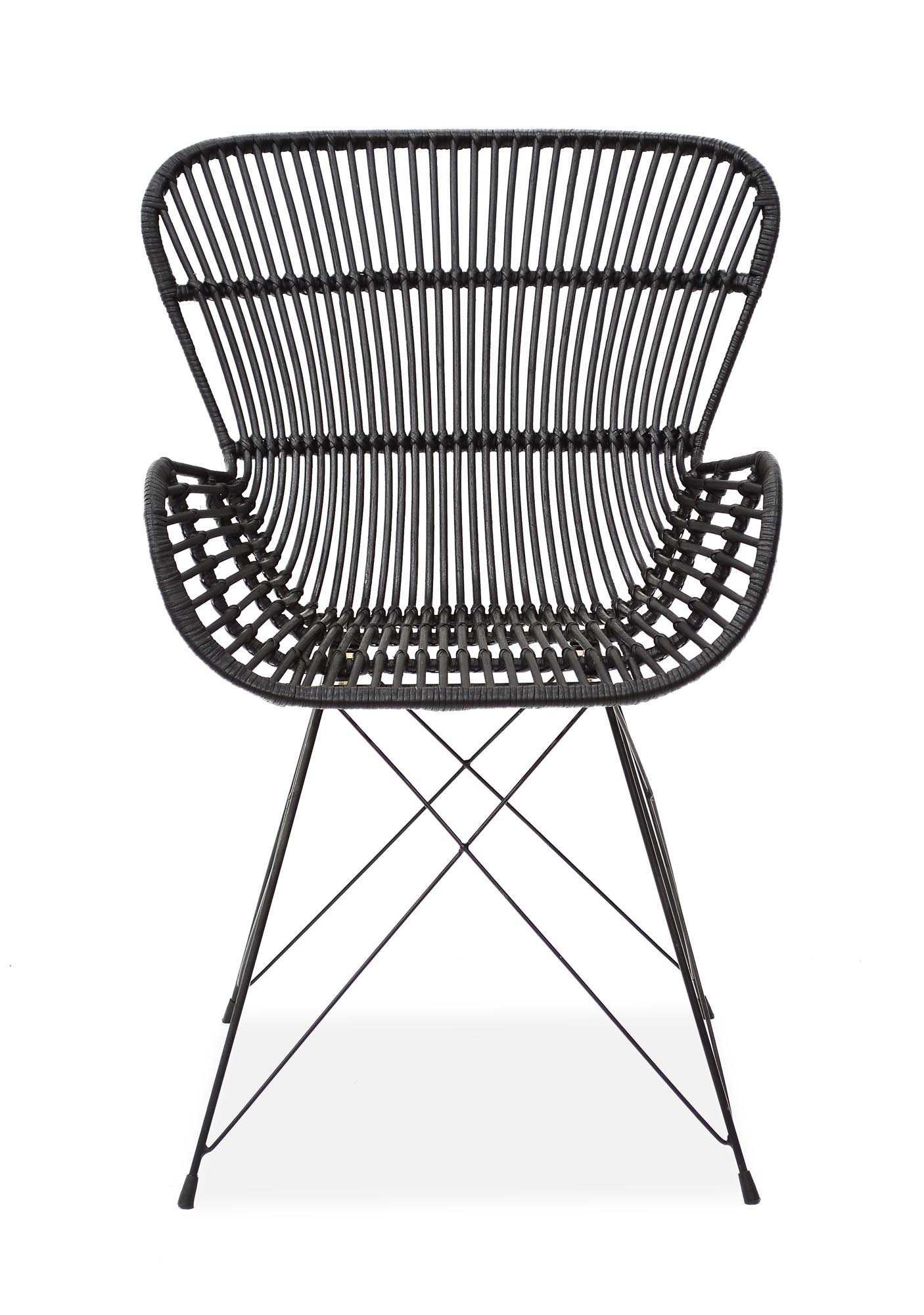 Tuinstoel - natuurlijk rotan - 61x90x63 cm - zwart