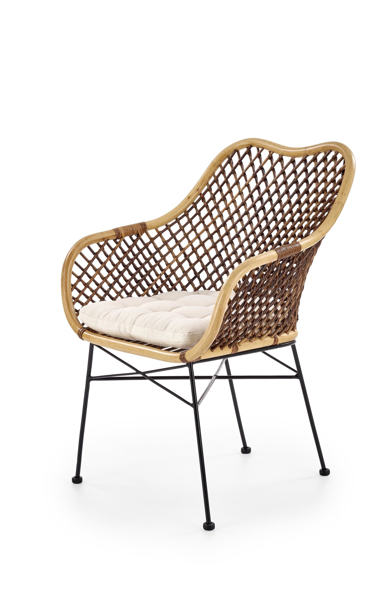 Tuinstoel - natuurlijk rotan - kussen - 64x89x64 cm