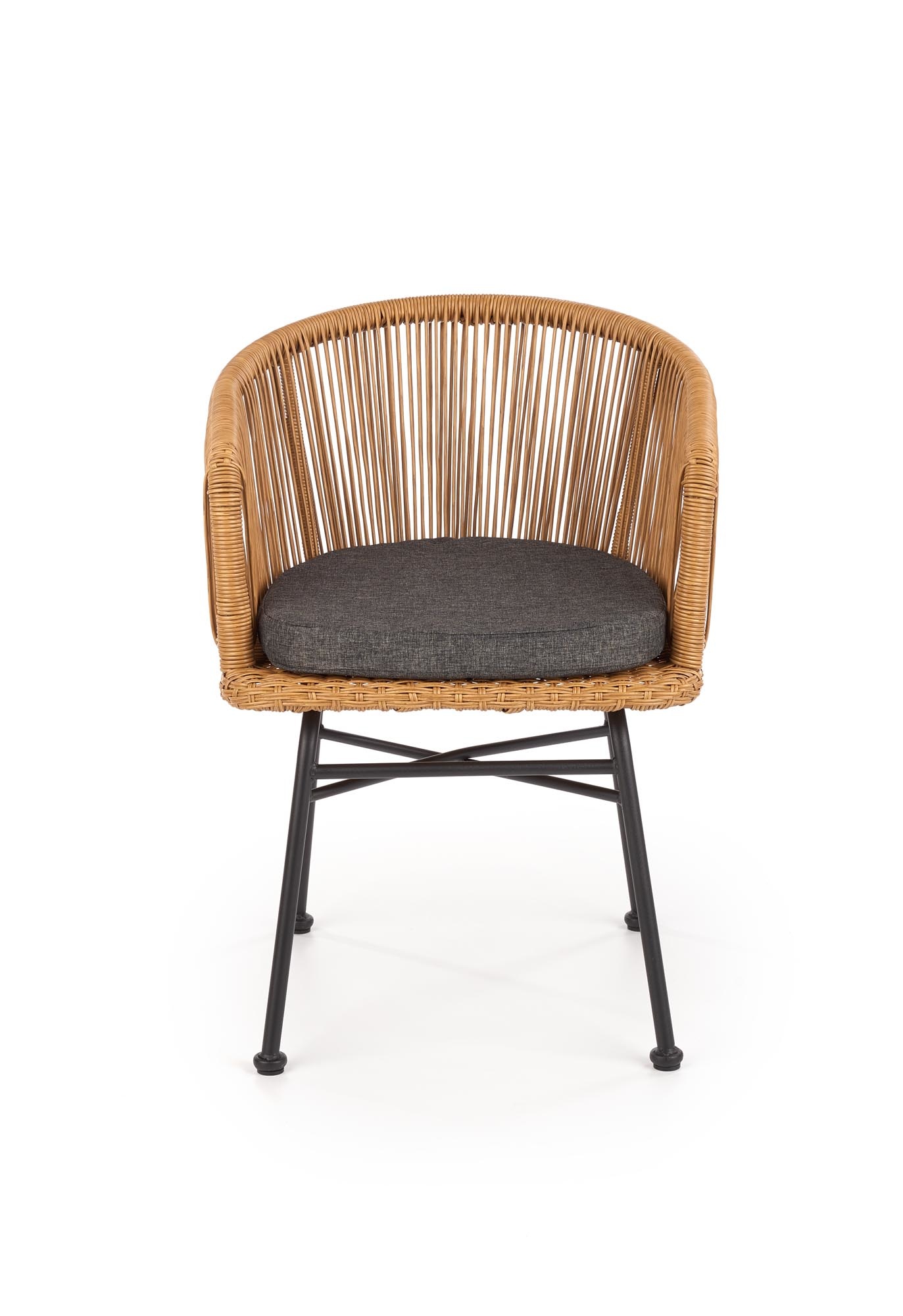 Tuinstoel - synthetisch rotan - kussen - 55x74x47 cm
