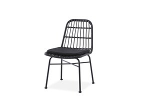 Tuinstoel - kunststof rotan - kussen - 47x85x45 cm - zwart