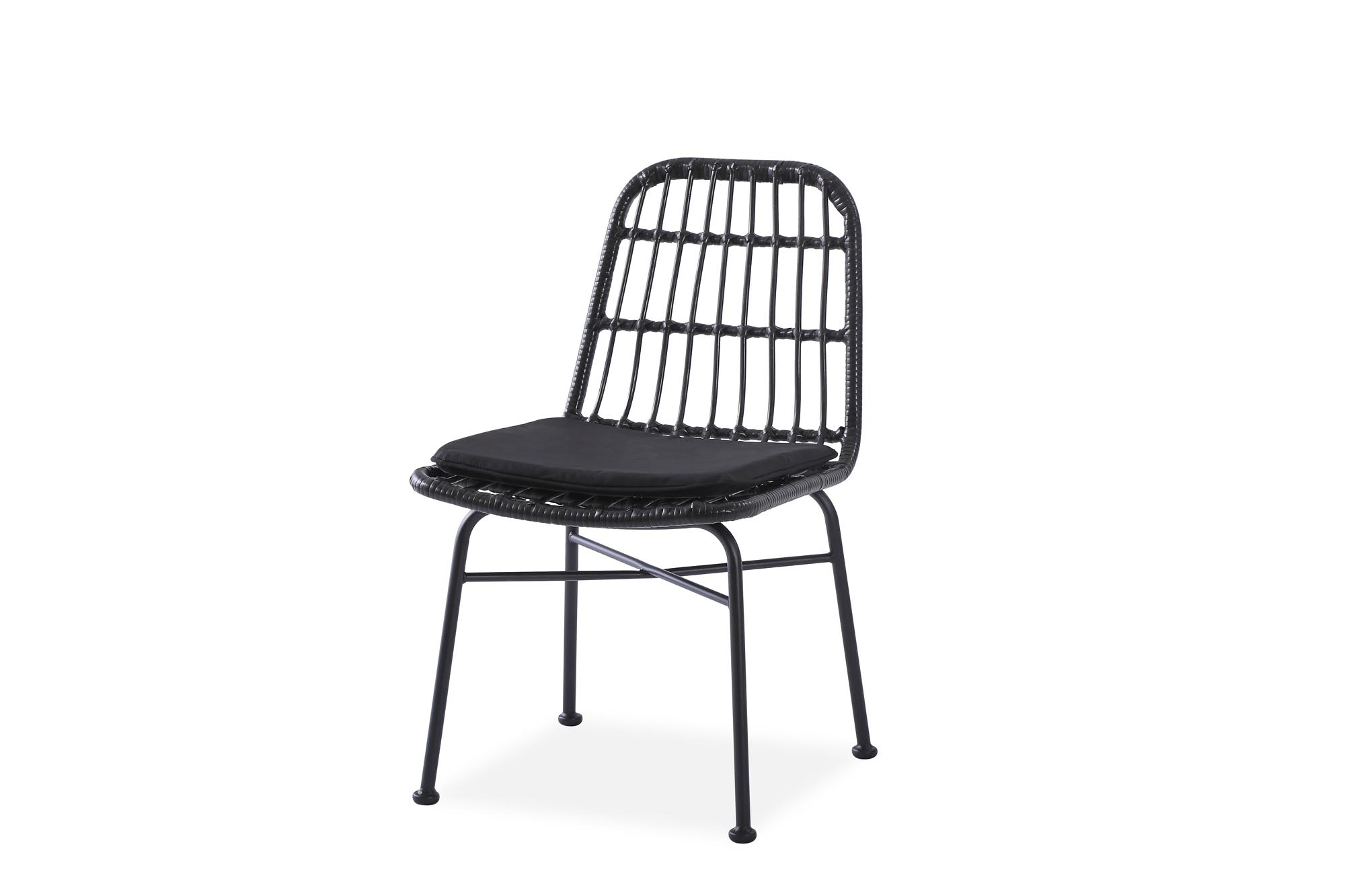 Tuinstoel - kunststof rotan - kussen - 47x85x45 cm - zwart